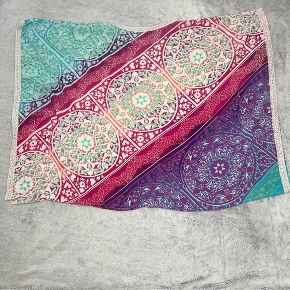 Chicos Kaleidoscope Medallion Poncho Top Crochet Metallic‎ Boho Beach Blouse S/M - Picture 7 of 9